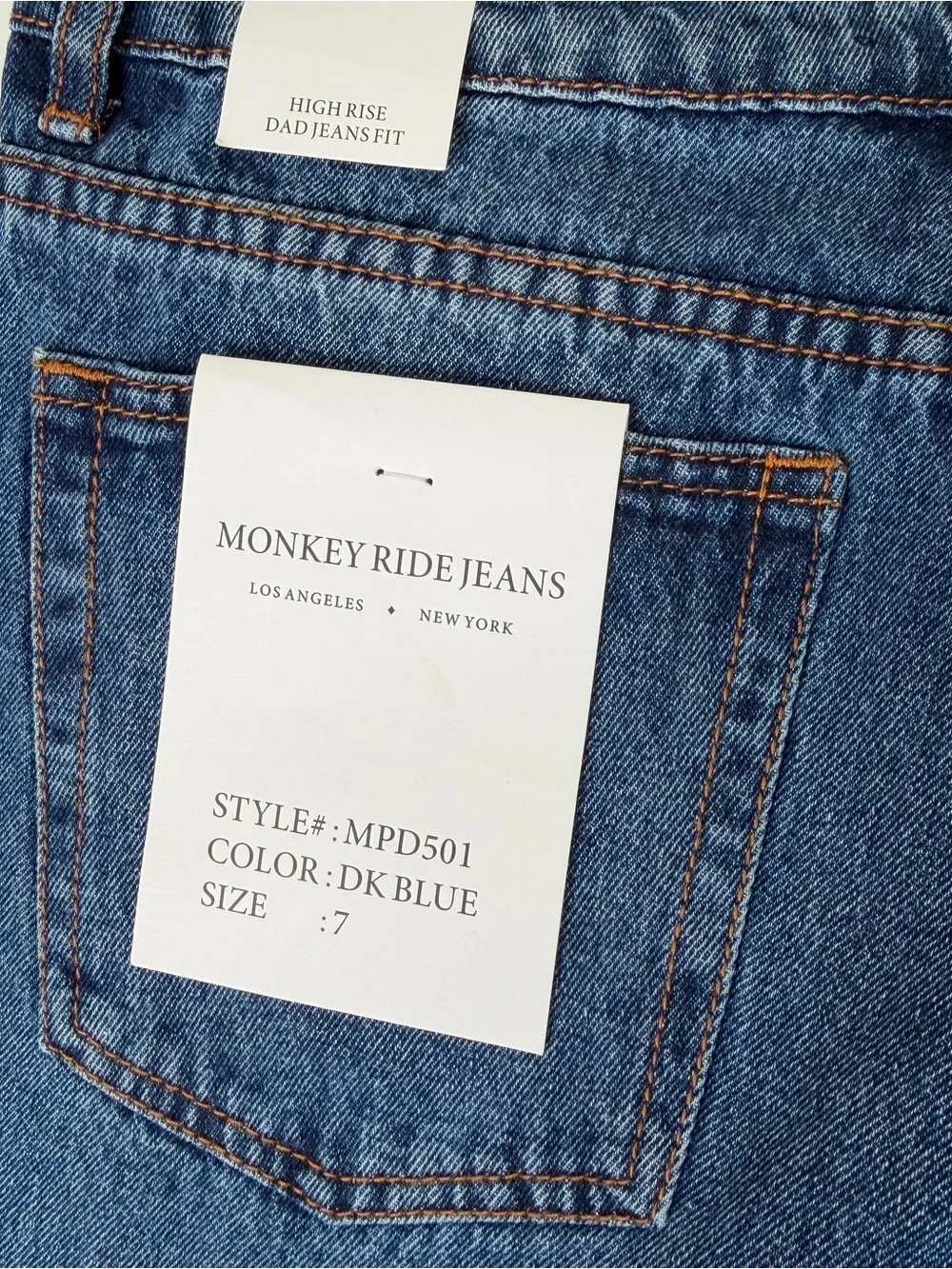 Monkey Ride Jeans Women's High Rise Dad Jeans Dark Wash Straight Leg Denim